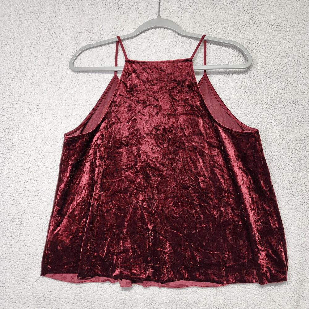 Mossimo Womens Sleeveless Crushed Velvet Top Size M Red Flowy V-neck Goth Gypsy - Picture 3 of 8